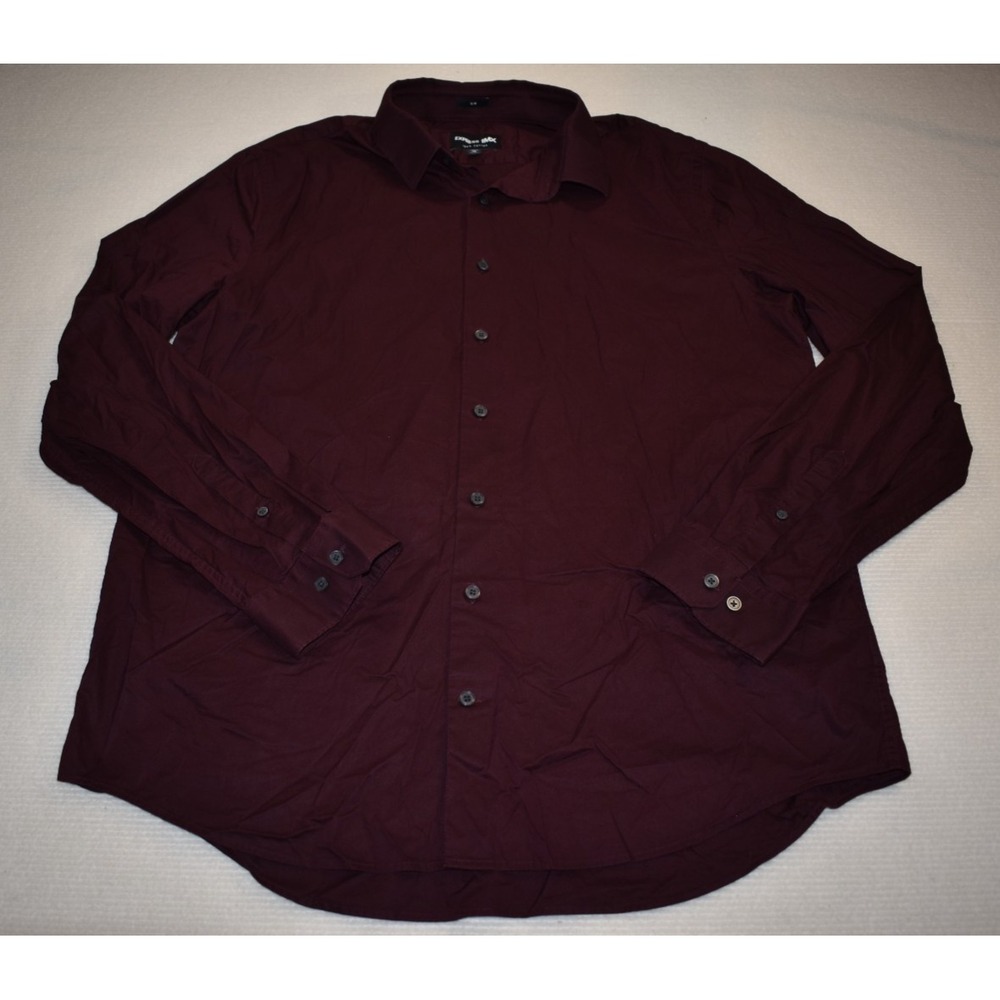 Express 1MX Slim Dress Shirt Mens XLarge Burgundy Stretch Button Up Career